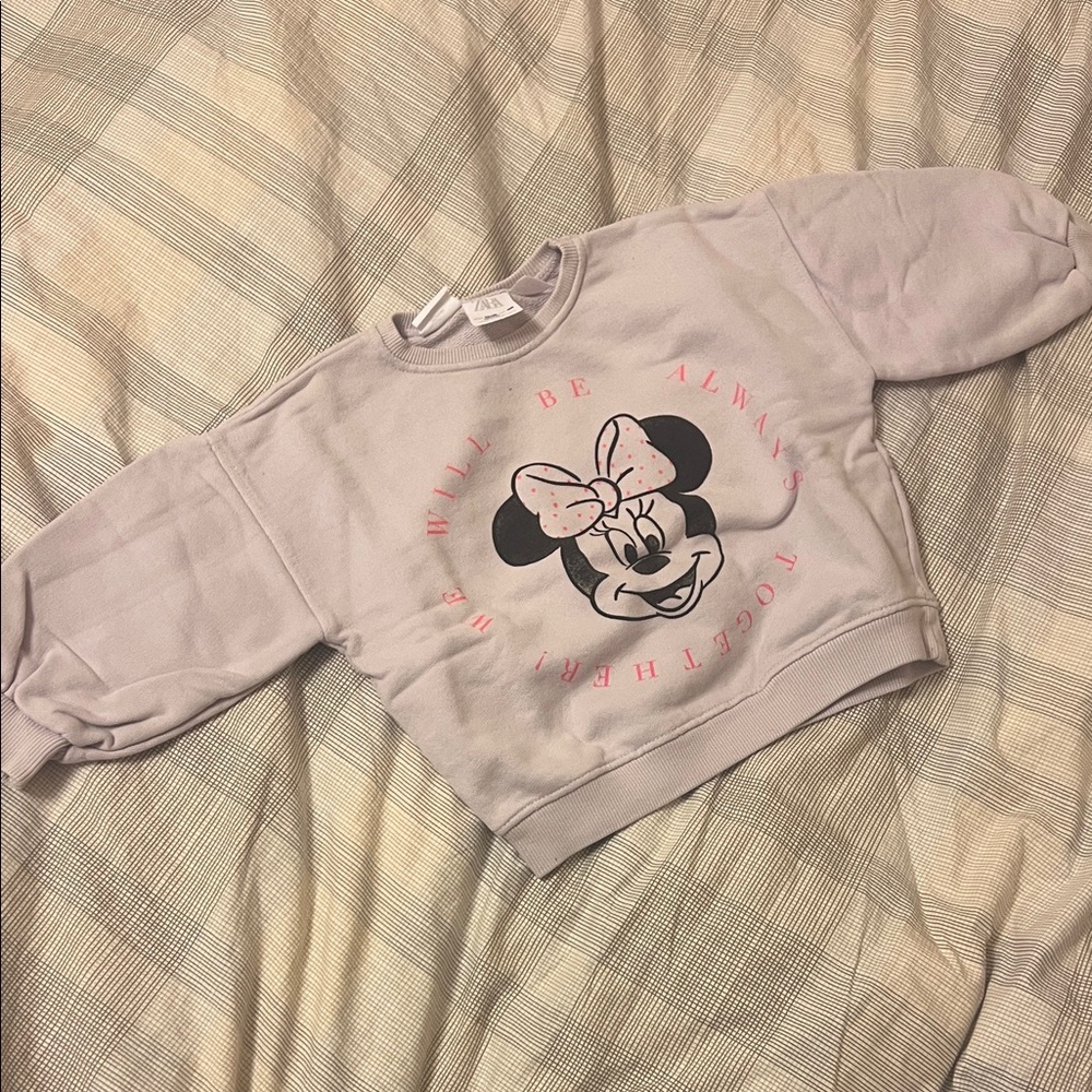 Zara Light Gray Minnie Mouse Sweatshirt